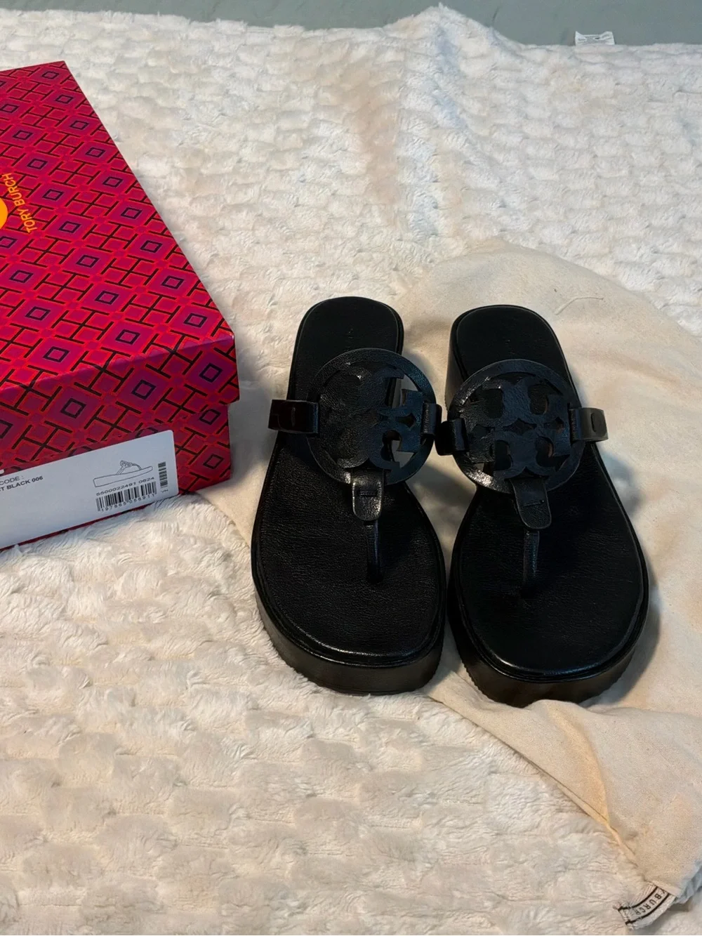 Tory Burch Perfect Black Miller Wedge Sandals
